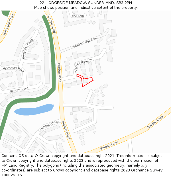 22, LODGESIDE MEADOW, SUNDERLAND, SR3 2PN: Location map and indicative extent of plot