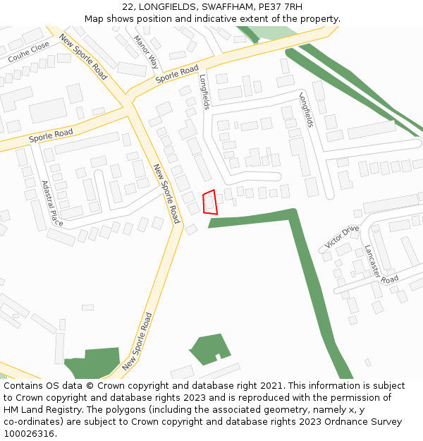 22, LONGFIELDS, SWAFFHAM, PE37 7RH: Location map and indicative extent of plot