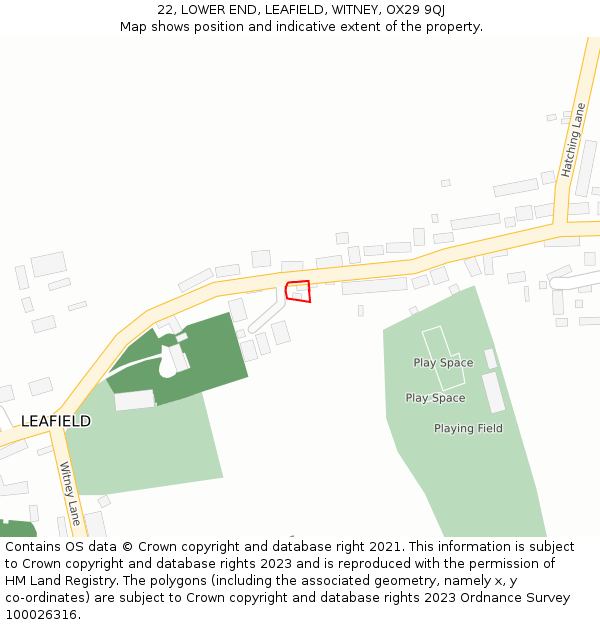 22, LOWER END, LEAFIELD, WITNEY, OX29 9QJ: Location map and indicative extent of plot