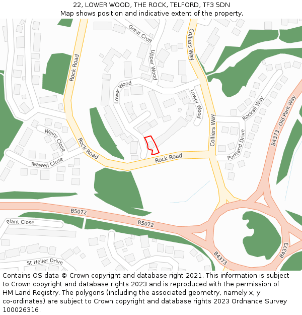 22, LOWER WOOD, THE ROCK, TELFORD, TF3 5DN: Location map and indicative extent of plot