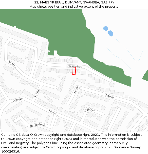 22, MAES YR EFAIL, DUNVANT, SWANSEA, SA2 7PY: Location map and indicative extent of plot