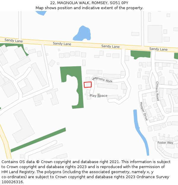 22, MAGNOLIA WALK, ROMSEY, SO51 0PY: Location map and indicative extent of plot