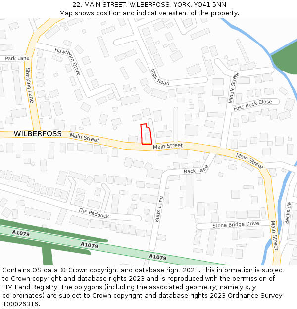 22, MAIN STREET, WILBERFOSS, YORK, YO41 5NN: Location map and indicative extent of plot