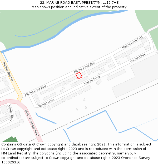 22, MARINE ROAD EAST, PRESTATYN, LL19 7HS: Location map and indicative extent of plot