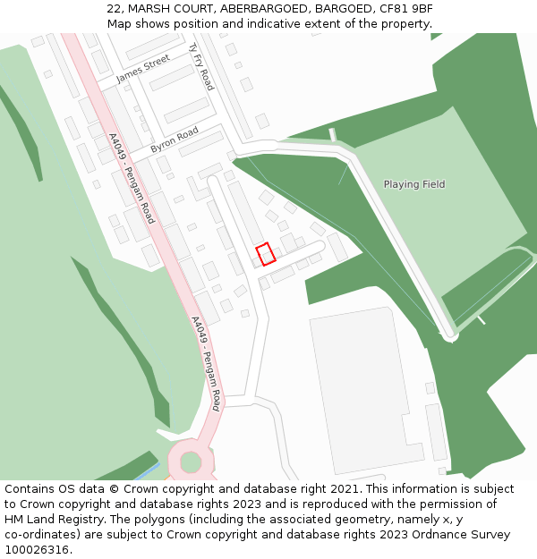 22, MARSH COURT, ABERBARGOED, BARGOED, CF81 9BF: Location map and indicative extent of plot