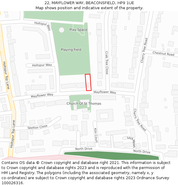 22, MAYFLOWER WAY, BEACONSFIELD, HP9 1UE: Location map and indicative extent of plot