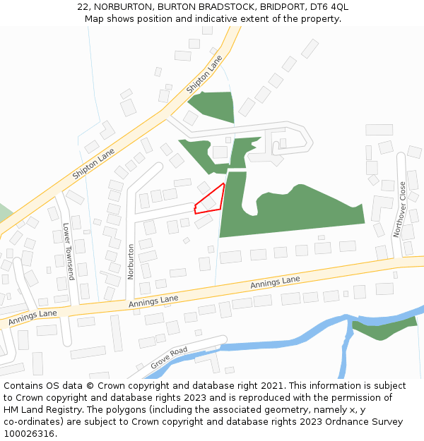 22, NORBURTON, BURTON BRADSTOCK, BRIDPORT, DT6 4QL: Location map and indicative extent of plot