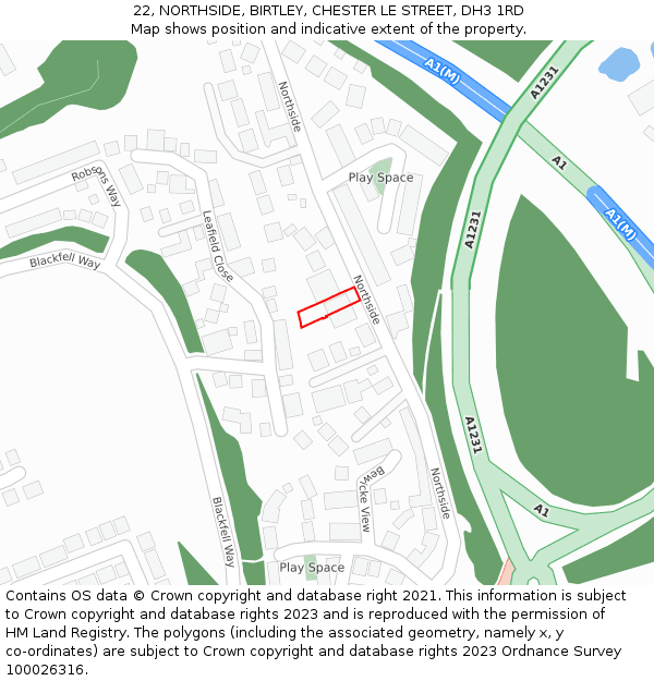 22, NORTHSIDE, BIRTLEY, CHESTER LE STREET, DH3 1RD: Location map and indicative extent of plot