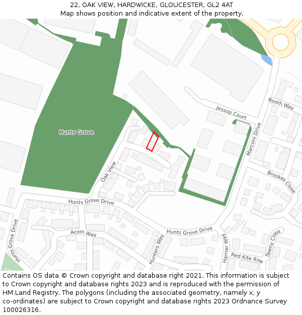 22, OAK VIEW, HARDWICKE, GLOUCESTER, GL2 4AT: Location map and indicative extent of plot
