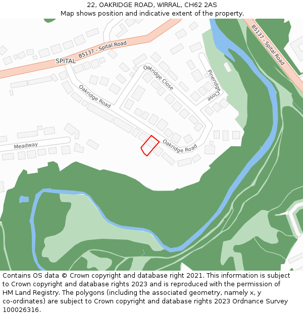 22, OAKRIDGE ROAD, WIRRAL, CH62 2AS: Location map and indicative extent of plot