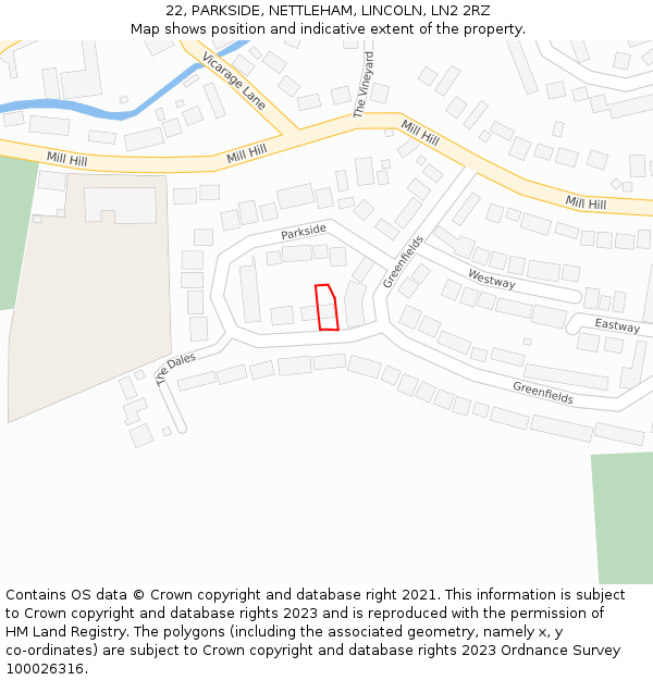 22, PARKSIDE, NETTLEHAM, LINCOLN, LN2 2RZ: Location map and indicative extent of plot