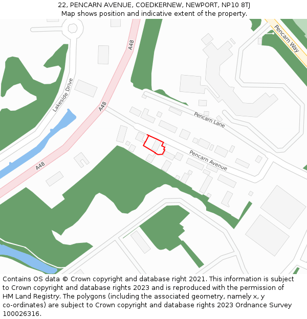22, PENCARN AVENUE, COEDKERNEW, NEWPORT, NP10 8TJ: Location map and indicative extent of plot