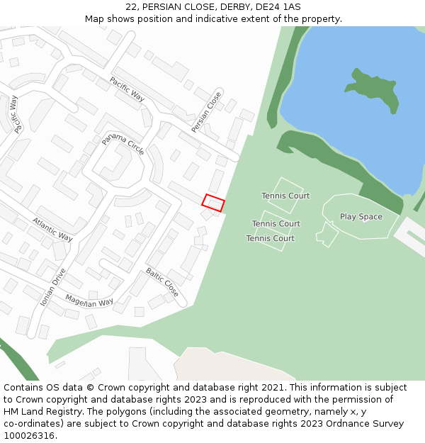 22, PERSIAN CLOSE, DERBY, DE24 1AS: Location map and indicative extent of plot