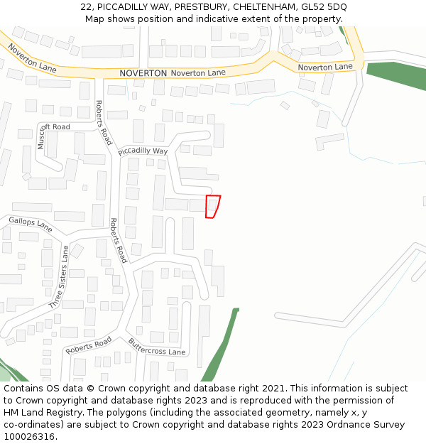 22, PICCADILLY WAY, PRESTBURY, CHELTENHAM, GL52 5DQ: Location map and indicative extent of plot