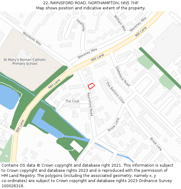 22, RAYNSFORD ROAD, NORTHAMPTON, NN5 7HP: Location map and indicative extent of plot