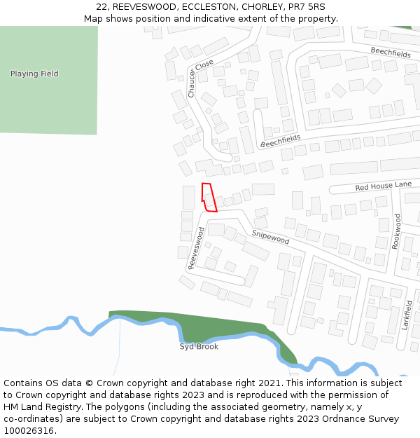 22, REEVESWOOD, ECCLESTON, CHORLEY, PR7 5RS: Location map and indicative extent of plot