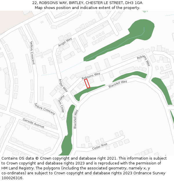 22, ROBSONS WAY, BIRTLEY, CHESTER LE STREET, DH3 1GA: Location map and indicative extent of plot