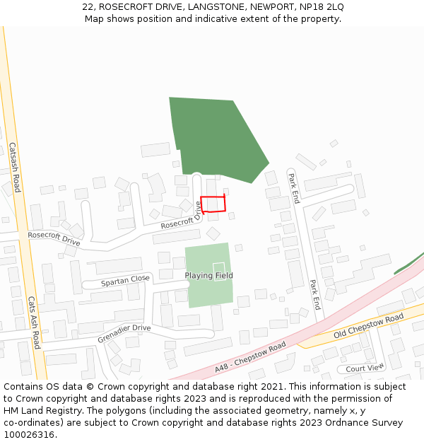 22, ROSECROFT DRIVE, LANGSTONE, NEWPORT, NP18 2LQ: Location map and indicative extent of plot