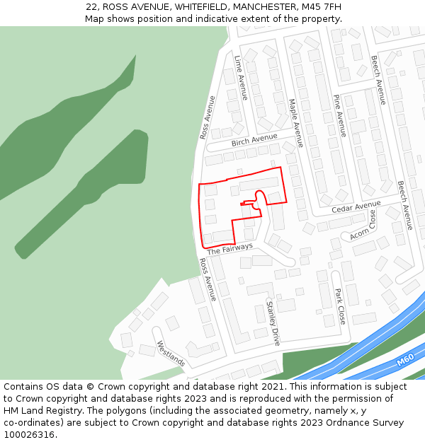 22, ROSS AVENUE, WHITEFIELD, MANCHESTER, M45 7FH: Location map and indicative extent of plot