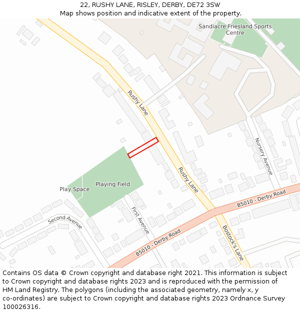 22, RUSHY LANE, RISLEY, DERBY, DE72 3SW: Location map and indicative extent of plot