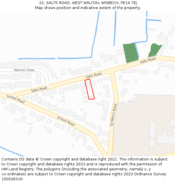 22, SALTS ROAD, WEST WALTON, WISBECH, PE14 7EJ: Location map and indicative extent of plot