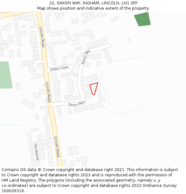22, SAXON WAY, INGHAM, LINCOLN, LN1 2FP: Location map and indicative extent of plot