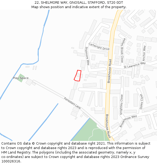 22, SHELMORE WAY, GNOSALL, STAFFORD, ST20 0DT: Location map and indicative extent of plot