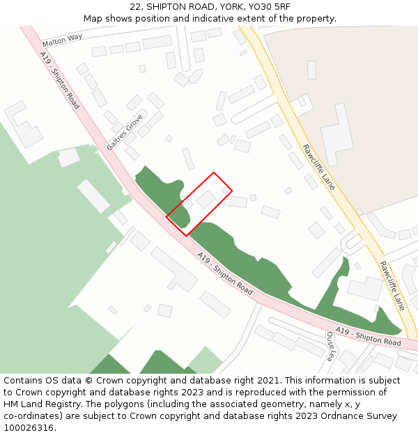 22, SHIPTON ROAD, YORK, YO30 5RF: Location map and indicative extent of plot