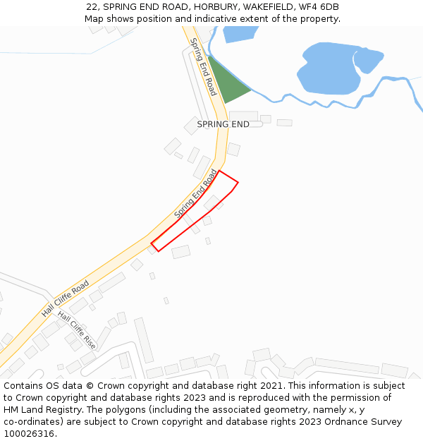 22, SPRING END ROAD, HORBURY, WAKEFIELD, WF4 6DB: Location map and indicative extent of plot