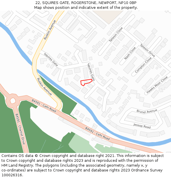 22, SQUIRES GATE, ROGERSTONE, NEWPORT, NP10 0BP: Location map and indicative extent of plot