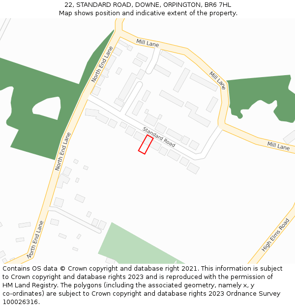 22, STANDARD ROAD, DOWNE, ORPINGTON, BR6 7HL: Location map and indicative extent of plot