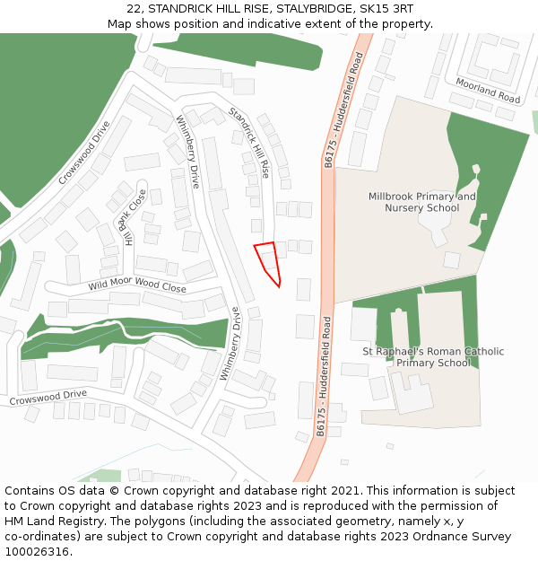 22, STANDRICK HILL RISE, STALYBRIDGE, SK15 3RT: Location map and indicative extent of plot