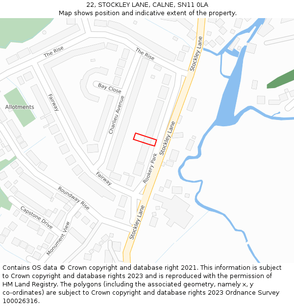 22, STOCKLEY LANE, CALNE, SN11 0LA: Location map and indicative extent of plot