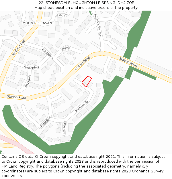 22, STONESDALE, HOUGHTON LE SPRING, DH4 7QF: Location map and indicative extent of plot