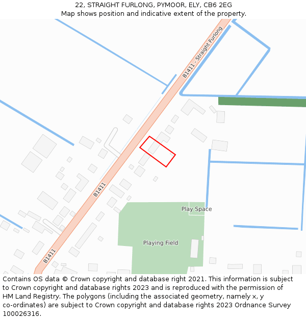 22, STRAIGHT FURLONG, PYMOOR, ELY, CB6 2EG: Location map and indicative extent of plot