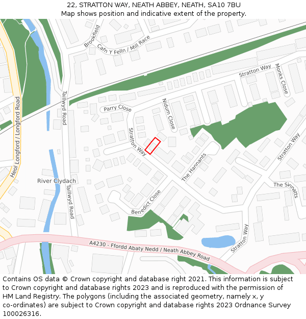 22, STRATTON WAY, NEATH ABBEY, NEATH, SA10 7BU: Location map and indicative extent of plot