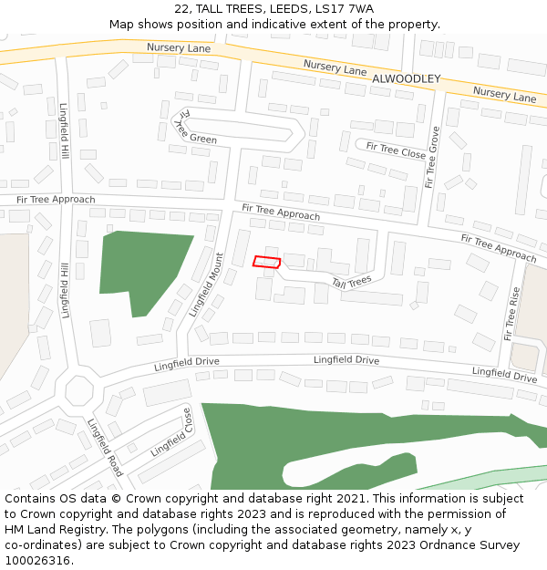 22, TALL TREES, LEEDS, LS17 7WA: Location map and indicative extent of plot