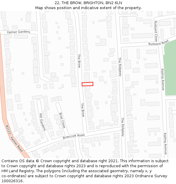 22, THE BROW, BRIGHTON, BN2 6LN: Location map and indicative extent of plot