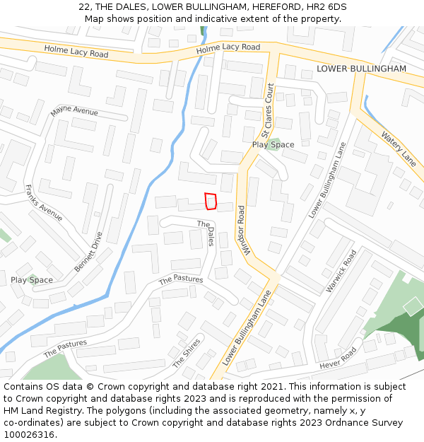 22, THE DALES, LOWER BULLINGHAM, HEREFORD, HR2 6DS: Location map and indicative extent of plot