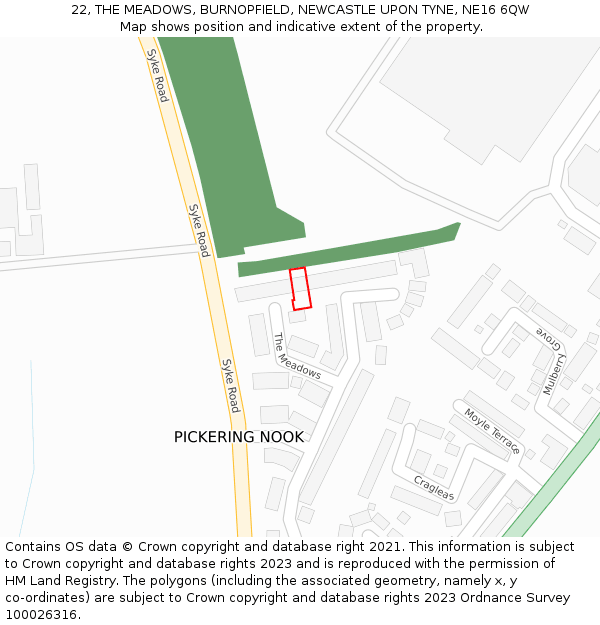 22, THE MEADOWS, BURNOPFIELD, NEWCASTLE UPON TYNE, NE16 6QW: Location map and indicative extent of plot