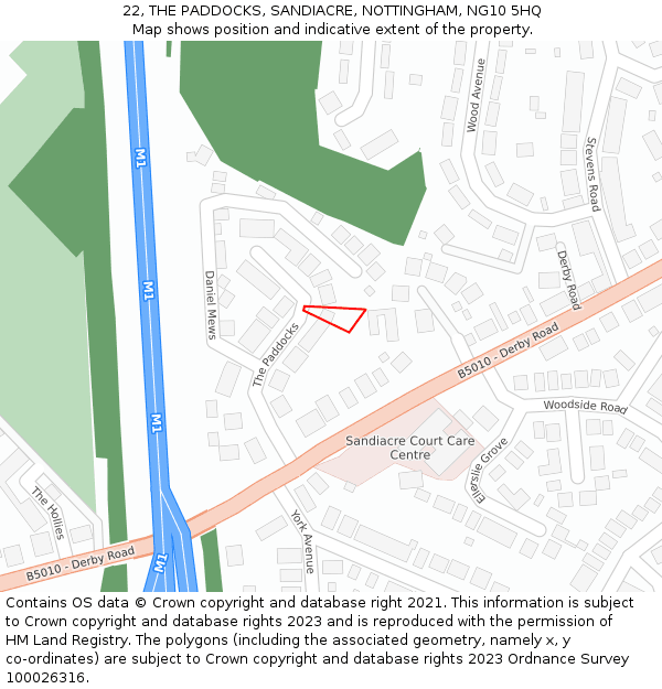 22, THE PADDOCKS, SANDIACRE, NOTTINGHAM, NG10 5HQ: Location map and indicative extent of plot