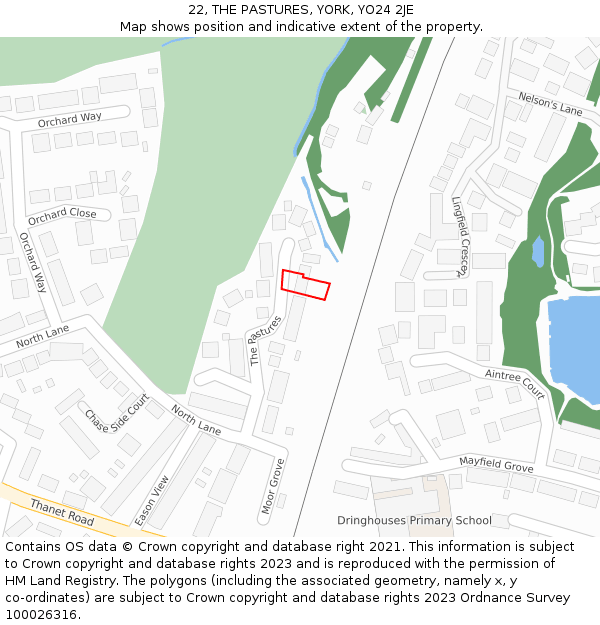 22, THE PASTURES, YORK, YO24 2JE: Location map and indicative extent of plot