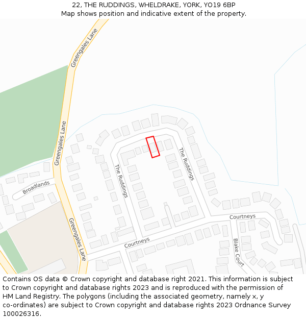 22, THE RUDDINGS, WHELDRAKE, YORK, YO19 6BP: Location map and indicative extent of plot