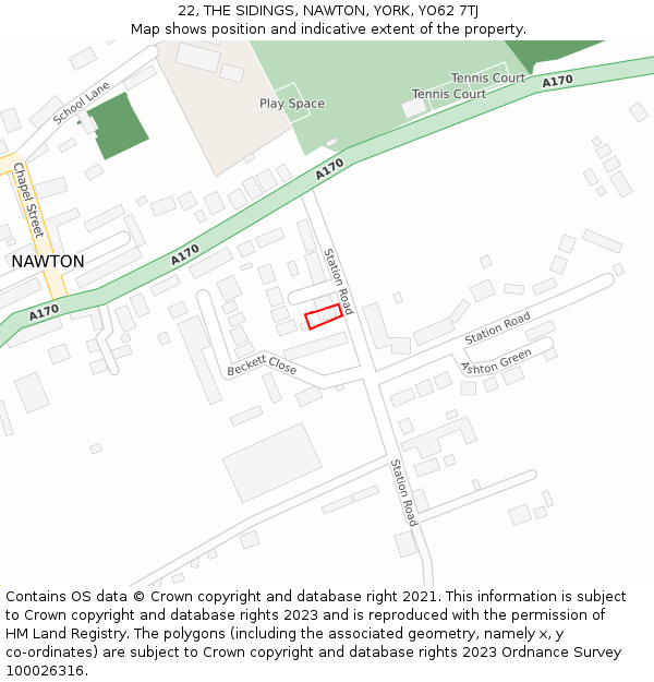 22, THE SIDINGS, NAWTON, YORK, YO62 7TJ: Location map and indicative extent of plot