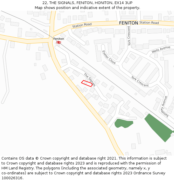 22, THE SIGNALS, FENITON, HONITON, EX14 3UP: Location map and indicative extent of plot