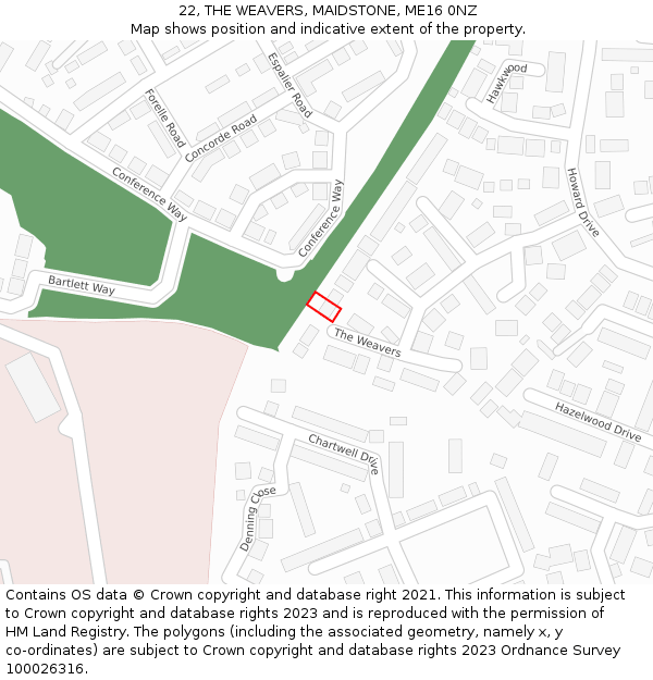 22, THE WEAVERS, MAIDSTONE, ME16 0NZ: Location map and indicative extent of plot