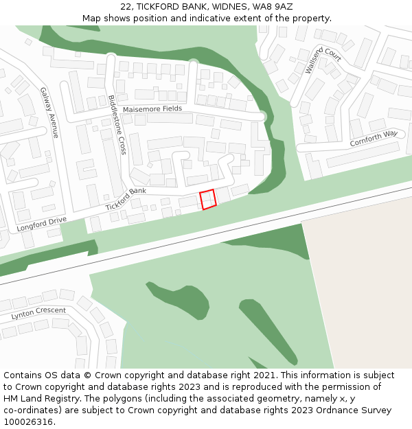 22, TICKFORD BANK, WIDNES, WA8 9AZ: Location map and indicative extent of plot