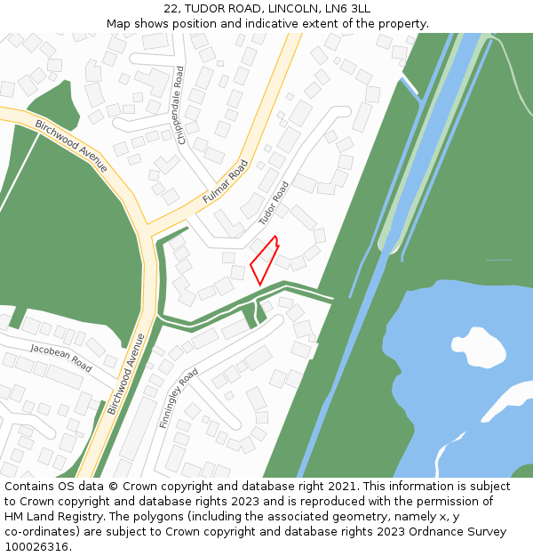 22, TUDOR ROAD, LINCOLN, LN6 3LL: Location map and indicative extent of plot