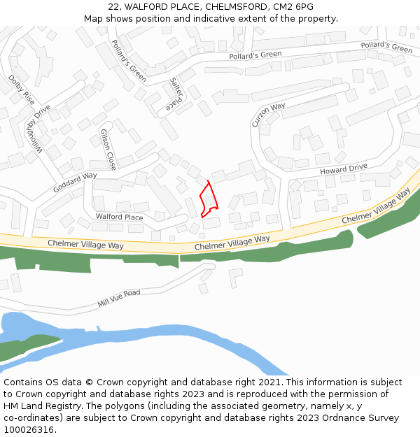 22, WALFORD PLACE, CHELMSFORD, CM2 6PG: Location map and indicative extent of plot