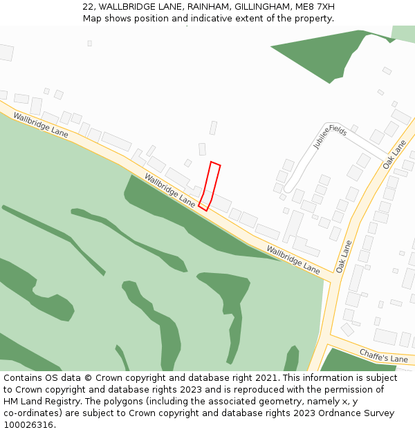 22, WALLBRIDGE LANE, RAINHAM, GILLINGHAM, ME8 7XH: Location map and indicative extent of plot